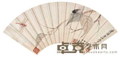 齐白石 贝叶草虫 扇面 19×51cm
